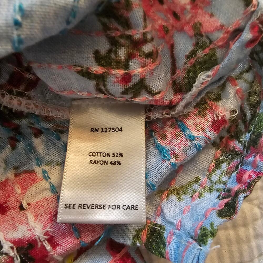 John Mark Patchwork Floral Quilted Top Size L Boh… - image 5